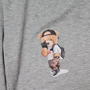 Gray Sweatshirt with Bear Graphic
